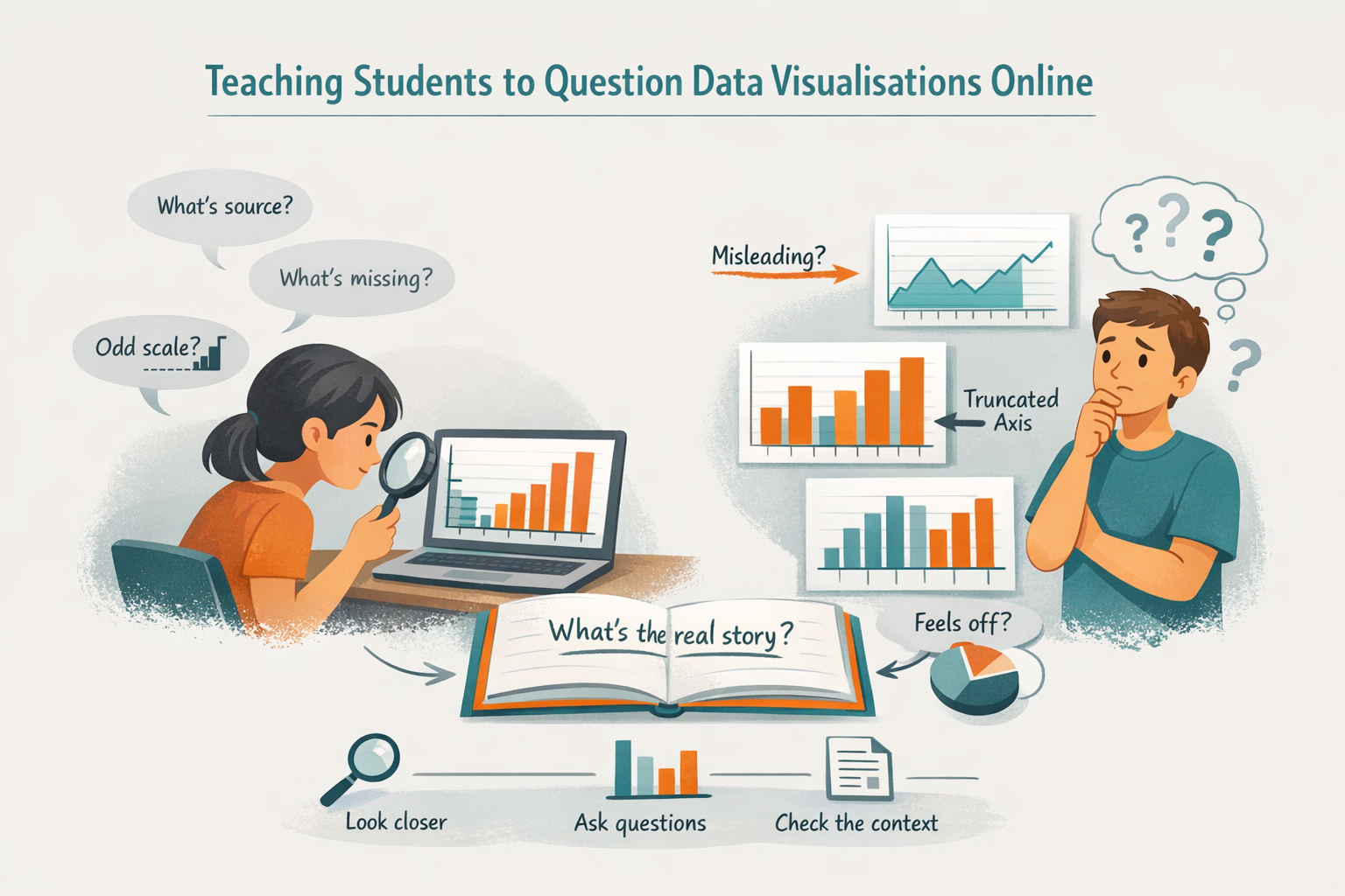 Student Practising Visualisation Teaching Students to Questioning Data Visualisations Online